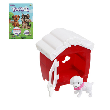 ИГРОЛЕНД Питомец с акс. "Дружок в будке" ABS, PP, 8х5х12 см, 6 диз.
