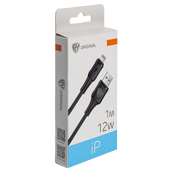 BY Кабель для зарядки Twist USB(A)-iP, 12W, 1 м, 2.4A, гибкий силикон, чёрный