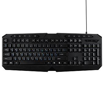 BY Клавиатура мембранная 114кл., Rainbow подсветка, синяя кириллица, кабель 165см, чёрный