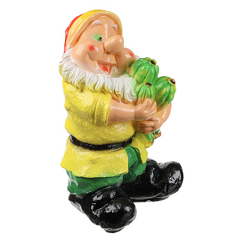 Фигура садовая "Гном с кабачком" 24х36см, гипс