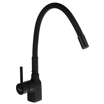 RAIN Смеситель для кухни Алмаз, высокий излив, картридж 35мм, гайка, латунь, черный