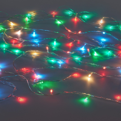 СНОУ БУМ Гирлянда эл. вьюн 9м, 100 LED, мультицвет, 8 реж, ПВХ прозрачный, 220В