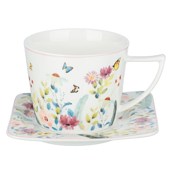 Набор чайный 2 пр., 250мл, MILLIMI, Цветы, фарфор