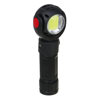 ЕРМАК Фонарь рабочий,T6+COB,7 режимов, алюминий, пластик, съемный аккум.1х18650, 3хAAA,красный свет