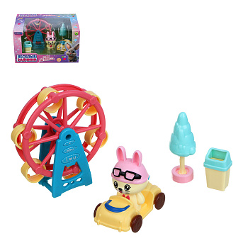 ИГРОЛЕНД Набор аксессуаров для питомца "Счастливая семья" Веселые зайчики, ABS,16,5х9х11,7см, 4 диз