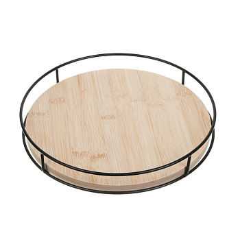 Поднос сервировочный вращающийся с метал ручками тм Satoshi, 26x26x6см