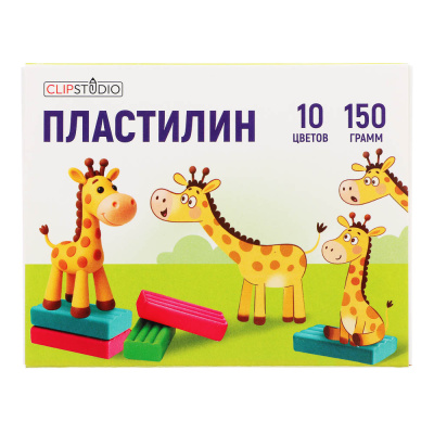 Пластилин 10цв. ClipStudio 150 гр., в коррексном выдвижном пенале