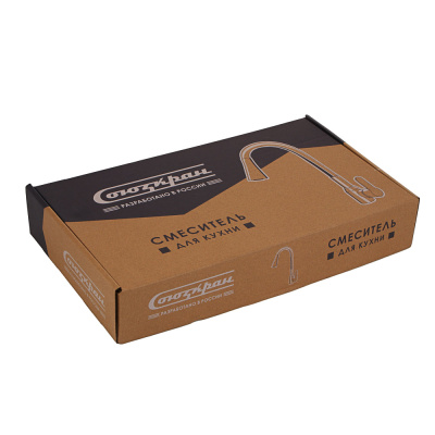 СоюзКран Смеситель для кухни, гибкий излив, керам. картридж 35мм, нерж. сталь, беж. гранит SS01-F32