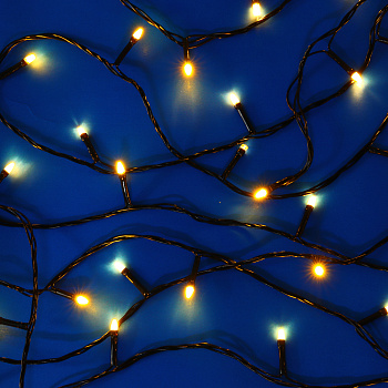 СНОУ БУМ Гирлянда эл. вьюн 10м, 100LED, шампань, режим стробоскоп, ПВХ черный, 220В