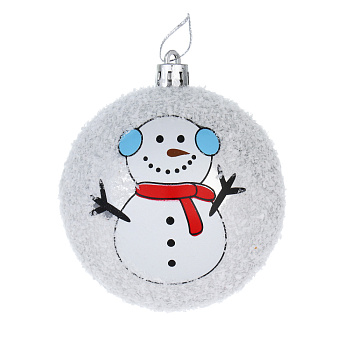 СНОУ БУМ Шар 8 см, белый снеговик с наушниками 26-469