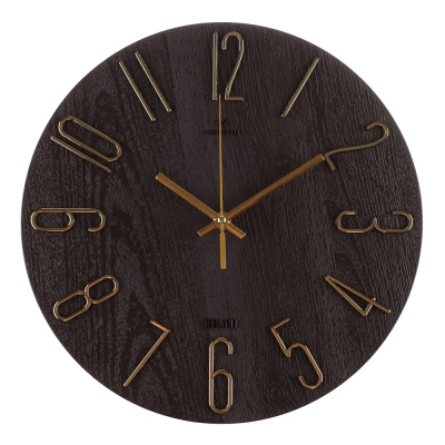 Часы настенные d=30см, корпус коричневый+золото "Классика", арт.3010-003