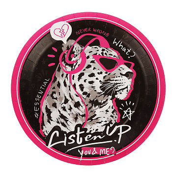 Набор бумажных тарелок Леопард-меломан, в т/у пленке, 6 шт d=230 мм