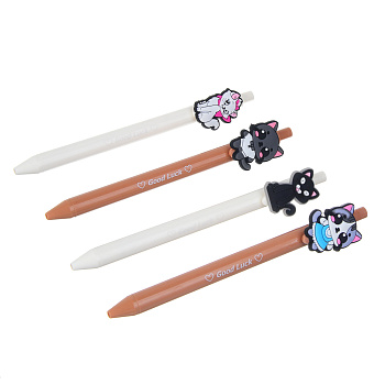 Ручка шариковая автоматическая синяя, с фигуркой в форме котика, 4 дизайна