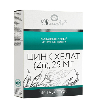 БАД к пище ЦИНК ХЕЛАТ (Zn), 25 мг №40 (11) РФ