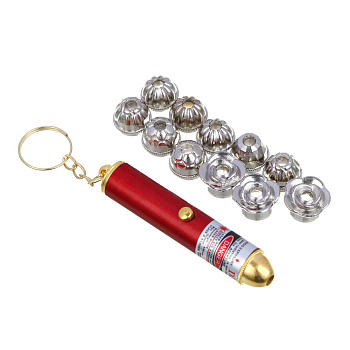 Фонарь-лазерная указка тм РОКОТ, на брелоке, 12 насадок, 3хLR44