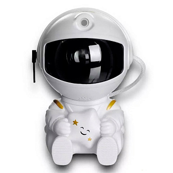 BY Светильник-ночник проектор неба Космонавт, 5W, пульт ДУ, USB, 9x8x13см, пластик, белый