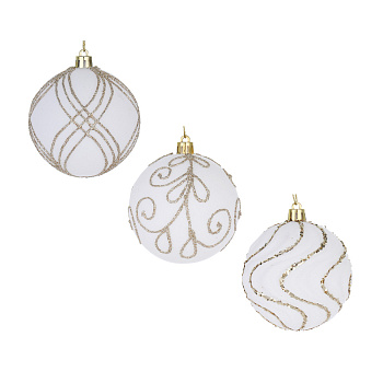 СНОУ БУМ Шар 8 см, флокированный, белый, 3 вида