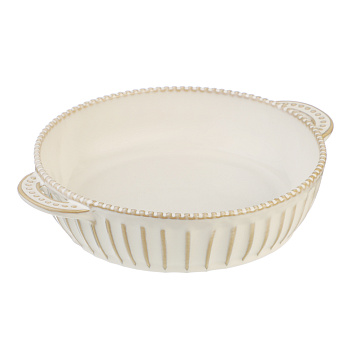 BY COLLECTION Форма для запекания и сервировки кругл.с ручками, керамика, 25х20х5см, бел.
