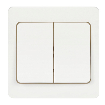 Выключатель двухклавишный скрытой установки Intro Style, 10А-250В, IP20, СУ,7-104-01, белый