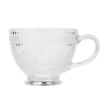 MILLIMI Кружка с рельефным рисунком на ножке, 420 мл, стекло