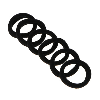 Резинки для волос ЮНИLOOK 6шт, d4см, полиэстер, черные, ACS-55