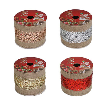 Лента новогодняя, 6,3 см x 2,7 м, полиэстер, арт.2, 4 диз.