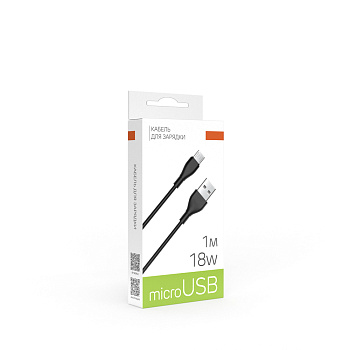 Кабель для зарядки USB(A)-microUSB BY Balance, 18Вт, 1 м, 2.4A, PVC, чёрный