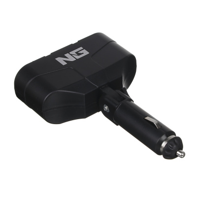 NG Разветвитель прикуривателя, 2 выхода +2 USB, 60 W, 2.1А, 12/24В,  пластик