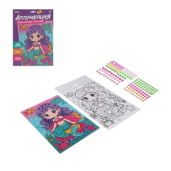 ХОББИХИТ Аппликация жемчужными стразами, пластик, картон, 22х33см, 3-6 дизайнов