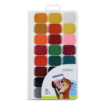 Акварель 24цв. ClipStudio без кисти, в пластиковой упаковке с европодвесом