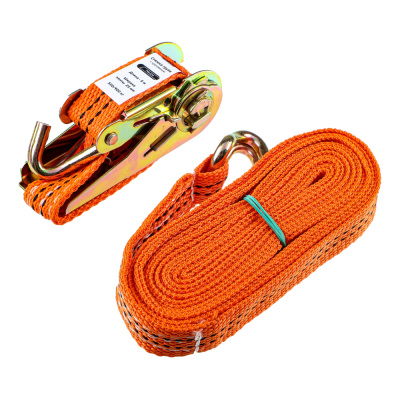 Стяжка груза 5 м, храповик 110мм, ширина ленты 25мм, 500/900кг, J-крюки, ЕРМАК