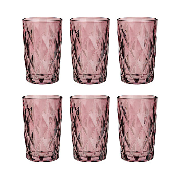 MILLIMI Набор стаканов 6 шт, 350 мл, стекло, бордовый ромб