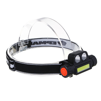 Фонарь налобный тм ЕРМАК, COB LED, 2 режима, 800мАч, зарядка USB, пластик, 92х35х45 мм