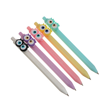 Ручка шариковая автоматическая синяя 0,7мм, "Не моргай", 5 видов