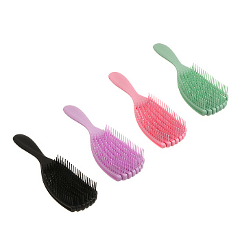 Расческа массажная веерная тм ЮНИLOOK, 23 см, пластик, 4 цвета