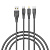 Кабель для зарядки 3в1 USB(A)-Type-C/microUSB/iP BY Base, 18W, 1,2 м, 3A, PVC, чёрный