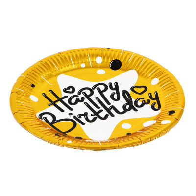 Набор бумажных тарелок тм Fntastic, 23см 6 шт, фольгирование, 6 цветов