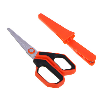 ЕРМАК Ножницы универсальные 12,5см, лезвия 3CR13, рукоятка ABS+TPR, защитный футляр, блистер