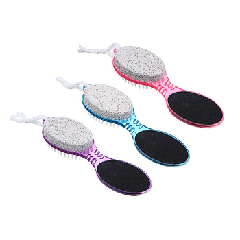 ЮНИLOOK Терка для ног 4-х сторонняя с пемзой и щеткой, с металл. и наждачной поверх., 16,5см, 3 цв