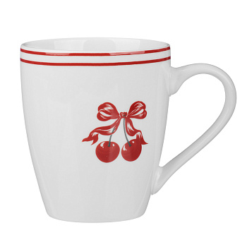 Кружка Черри тм MILLIMI, 350мл, фарфор, белый