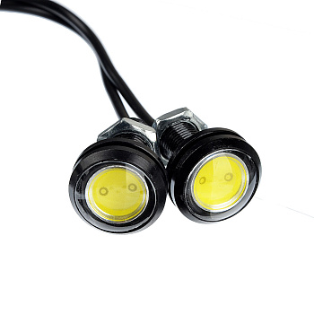ЕРМАК Дневные ходовые огни, LED, алюм. корп.,диам.23мм , 12V, белый, 2шт.
