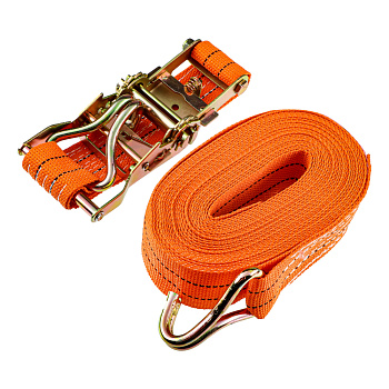 Стяжка груза 10 м, храповик 130мм, ширина ленты 50мм, 2000/4000кг, J-крюки, ЕРМАК