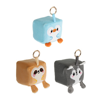 Брелок-подвеска мягкий "Зверокубик" 7 см, PU, полиэстер, металл, тм ИГРОЛЕНД, 1811-36