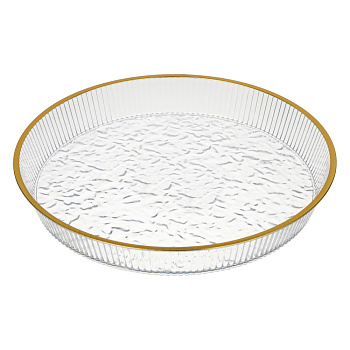 Поднос круглый с золотой каемкой 29x25x6см РЕТ