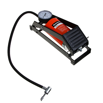 ЕРМАК Насос ножной с усиленным цилиндром экстрамощный PREMIUM с манометром с металлическим наконечни