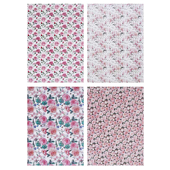 Бумага для упаковки подарков тм LADECOR 70х100 см, 70 г, "Цветы" арт 1, односторонняя, 4 дизайна