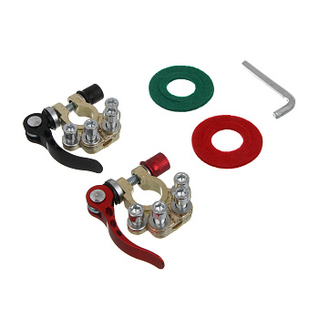 ЕРМАК Клеммы для аккумуляторов быстросъемные, евротип, цинк, шестигранник и 2 прокладки в комплекте