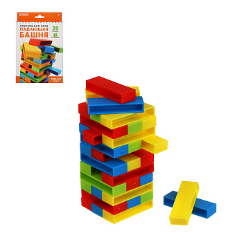 Настольная игра "Падающая башня", ИГРОЛЕНД, 39 брусков, ABS