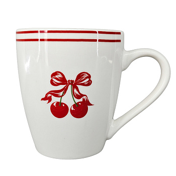 Кружка Черри тм MILLIMI, 350мл, фарфор, белый