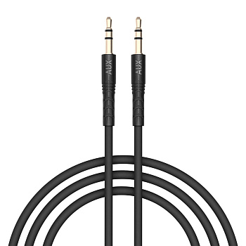 Аудиокабель AUX-AUX 3.5мм mini jack BY Base, 1.2м, позолоченный, PVC, черный